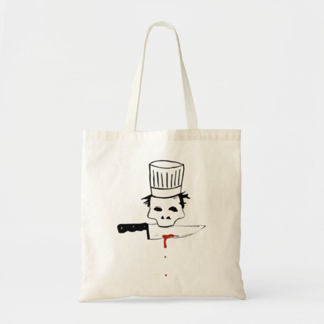 Chef skull with knife Anthony Bourdain logo   Chef Tote Bag (Front)