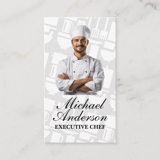 Chef Smiling in Uniform | Culinary | Restaurant Business Card (Front)
