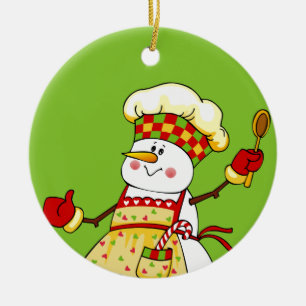 Chef Snowman Christmas Ornament