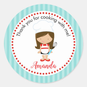 Chef Stickers (Teal Turquoise Red Girl Whisk)