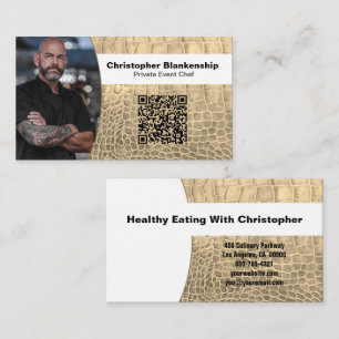 Chef Tan Snake Skin Texture Custom Photo QR Code Business Card
