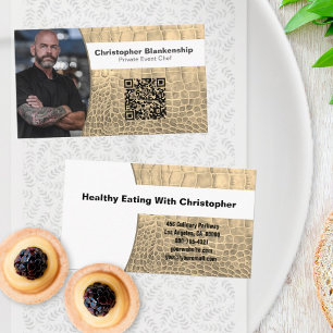 Chef Tan Snake Skin Texture Custom Photo QR Code Business Card