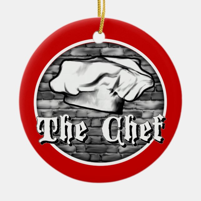 Chef Toque Ceramic Tree Decoration (Front)