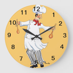 Chef Tossing Wall Clock