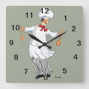 Chef Tossing Wall Clock