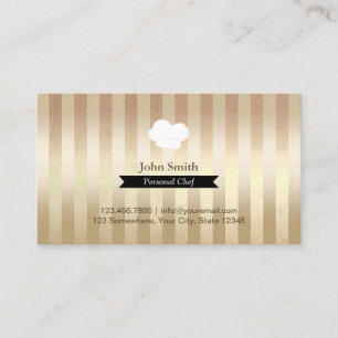 Chef Trendy Gold Foil Stripes Modern Business Card