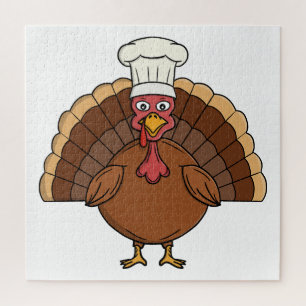 Chef Turkey Cartoon Thanksgiving Jigsaw Puzzle