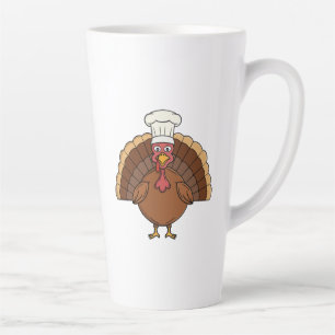 Chef Turkey Cartoon Thanksgiving Latte Mug