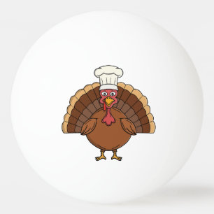 Chef Turkey Cartoon Thanksgiving Ping Pong Ball