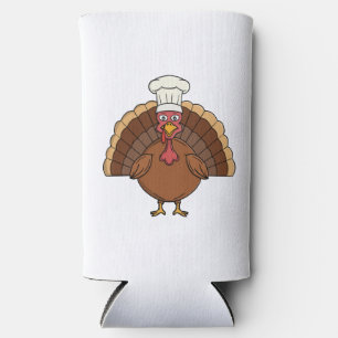 Chef Turkey Cartoon Thanksgiving Seltzer Can Cooler