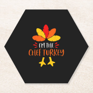 Chef Turkey Family Shirts Matching Thanksgiving Pa Paper Coaster