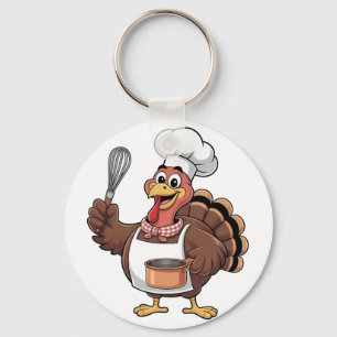 Chef Turkey Thanksgiving Cook Gobbler Key Ring