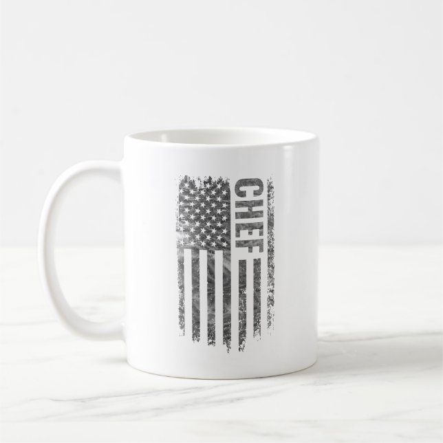 Chef USA Flag Distressed design Coffee Mug (Left)