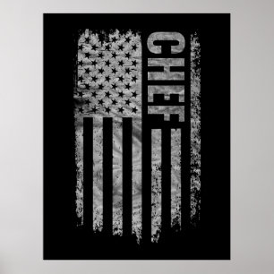 Chef USA Flag Distressed design Poster