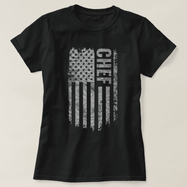 Chef USA Flag Distressed design T-Shirt (Design Front)