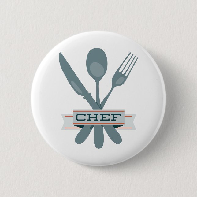 Chef Utensils 6 Cm Round Badge (Front)