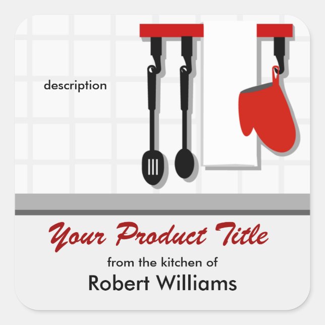 Chef Utensils From the Kitchen Of Square Sticker (Front)