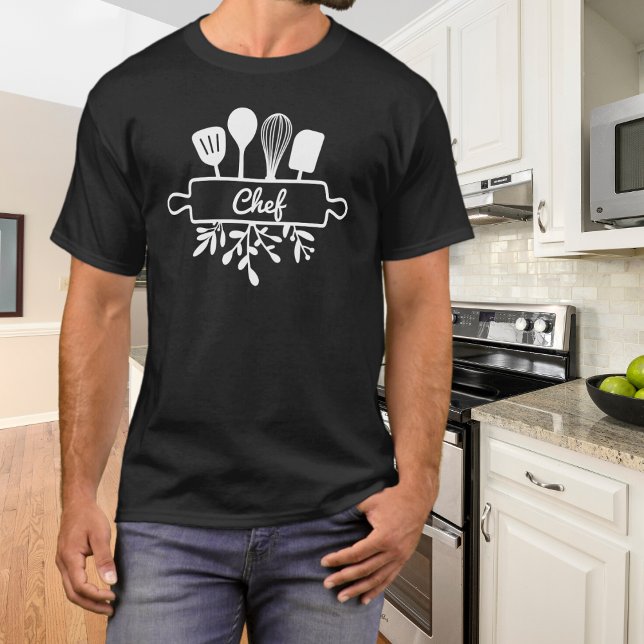 Chef White Kitchen Utensils Culinary Design T-Shirt (Creator Uploaded)