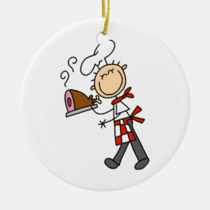 Chef With Baked Ham Ceramic Tree Decoration