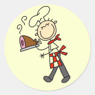 Chef With Baked Ham Classic Round Sticker