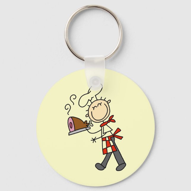 Chef With Baked Ham Key Ring (Front)