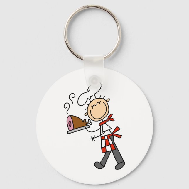 Chef With Baked Ham Key Ring (Front)