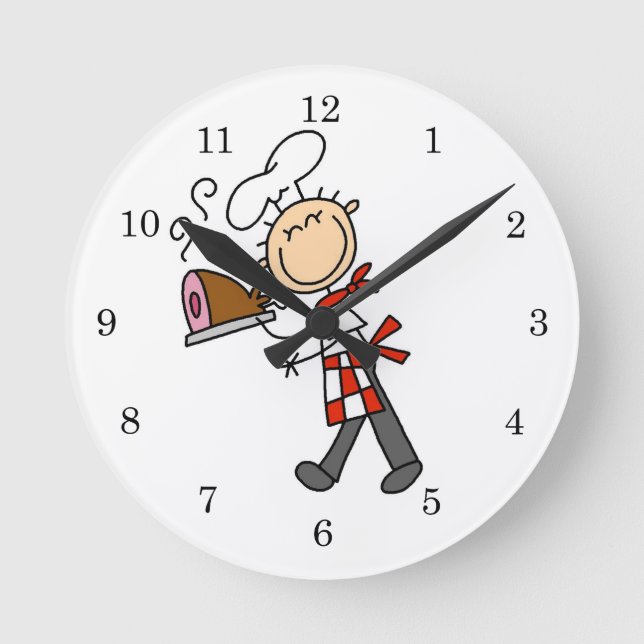 Chef With Baked Ham Round Clock (Front)