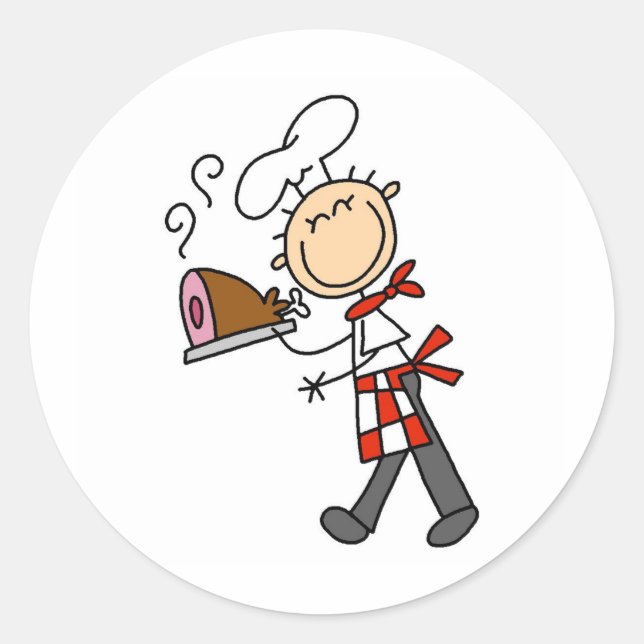 Chef with Baked Ham Stickers (Front)