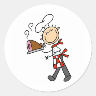 Chef with Baked Ham Stickers