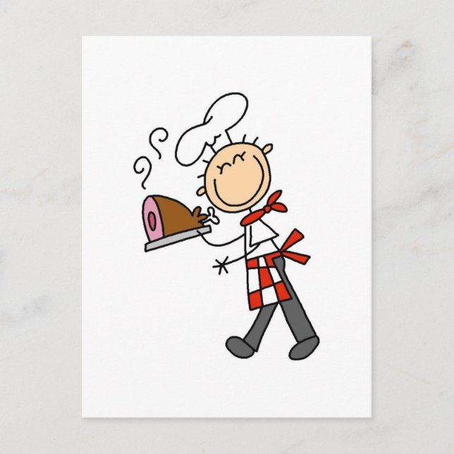 Chef with Baked Ham Tshirts and Gifts Postcard (Front)