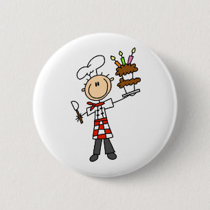 Chef with BIrthday Cake Button