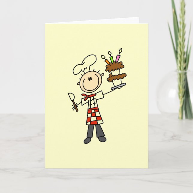 Chef With Birthday Cake Card (Front)