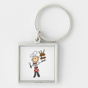 Chef With Birthday Cake Key Ring
