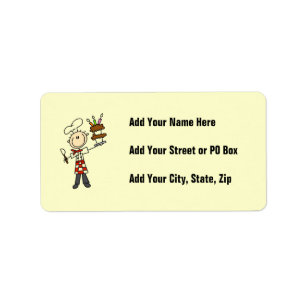 Chef With Birthday Cake Label