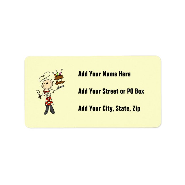 Chef With Birthday Cake Label (Front)