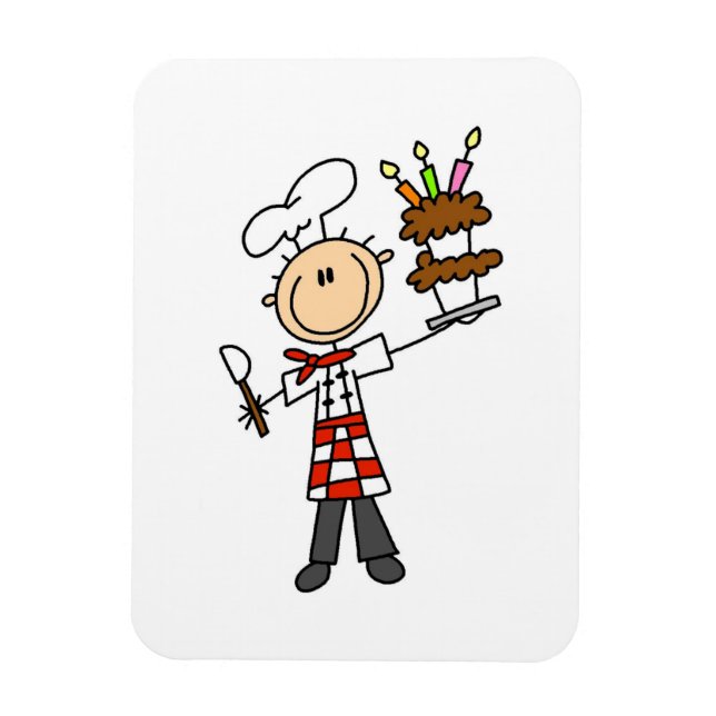 Chef With Birthday Cake Magnet (Vertical)