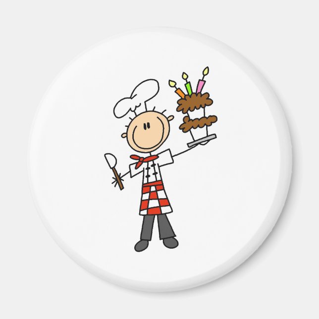 Chef with BIrthday Cake Magnets (Front)