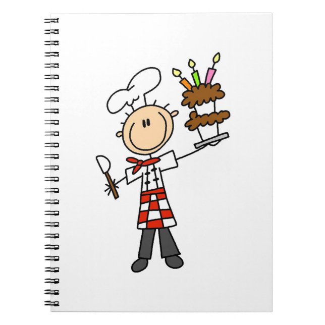 Chef With Birthday Cake Notebook (Front)