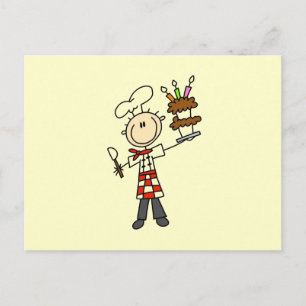 Chef With Birthday Cake Postcard