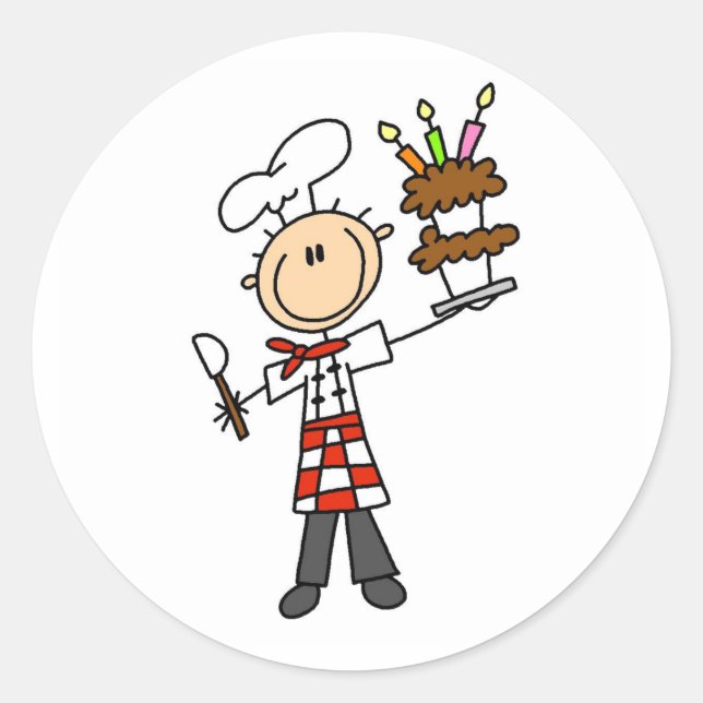 Chef with BIrthday Cake Stickers (Front)