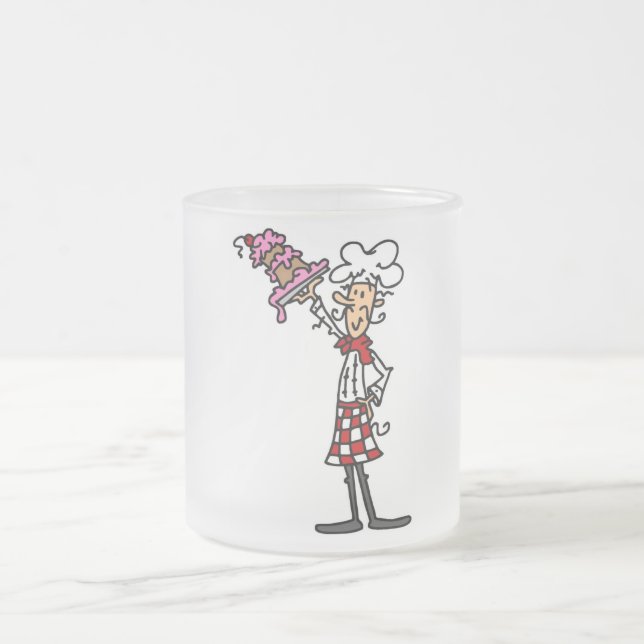 Chef With Cake T-shirts and Gifts Frosted Glass Coffee Mug (Center)