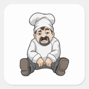 Chef with Chefs hat & Beard Square Sticker