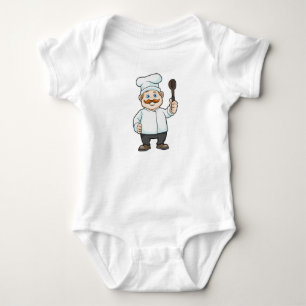 Chef with Chef's hat & Soup spoon Baby Bodysuit