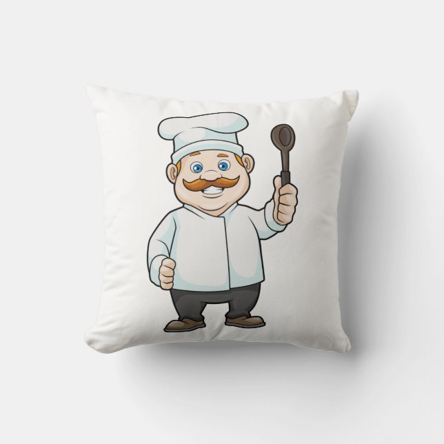 Chef with Chef's hat & Soup spoon Cushion (Front)