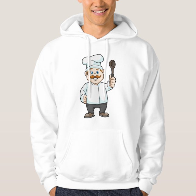Chef with Chef's hat & Soup spoon Hoodie (Front)