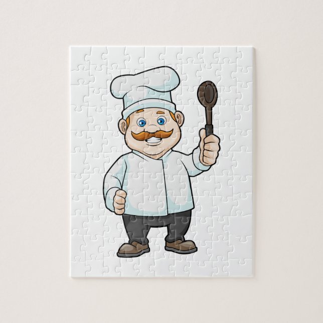 Chef with Chef's hat & Soup spoon Jigsaw Puzzle (Vertical)