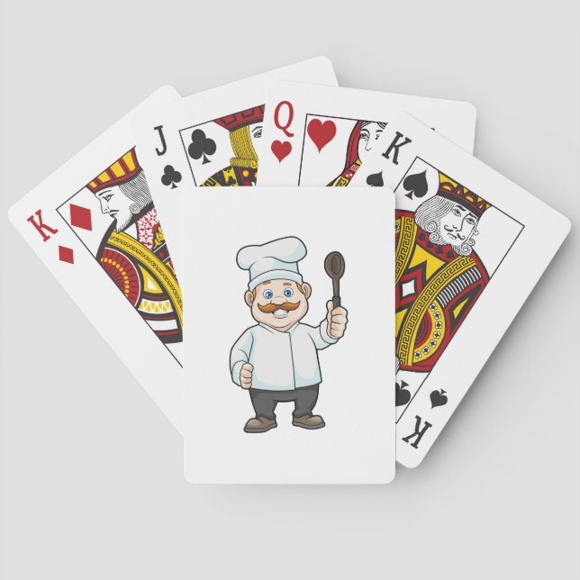 Chef with Chef's hat & Soup spoon Playing Cards (Back)