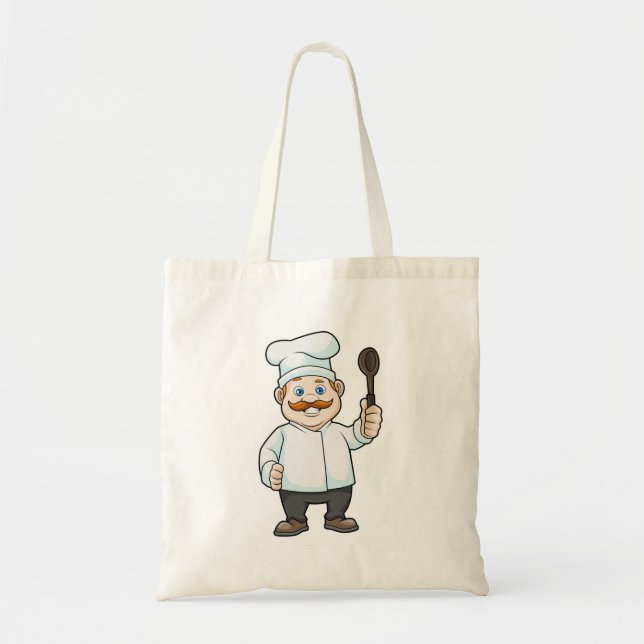 Chef with Chef's hat & Soup spoon Tote Bag (Front)