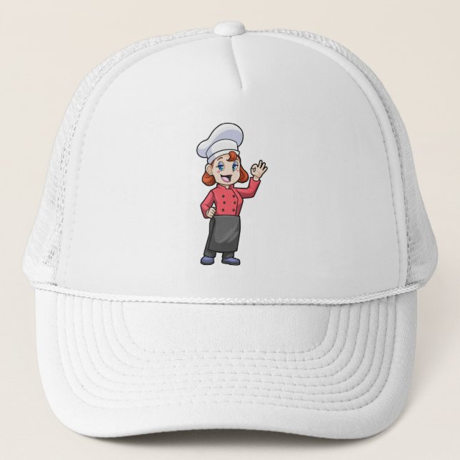 Chef with Cooking apron Trucker Hat (Front)