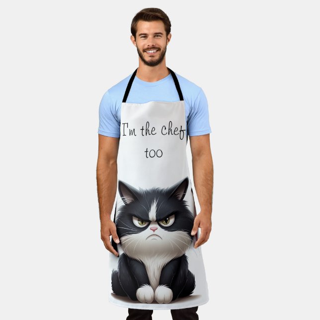 Chef with grumpy cat  apron (Worn)